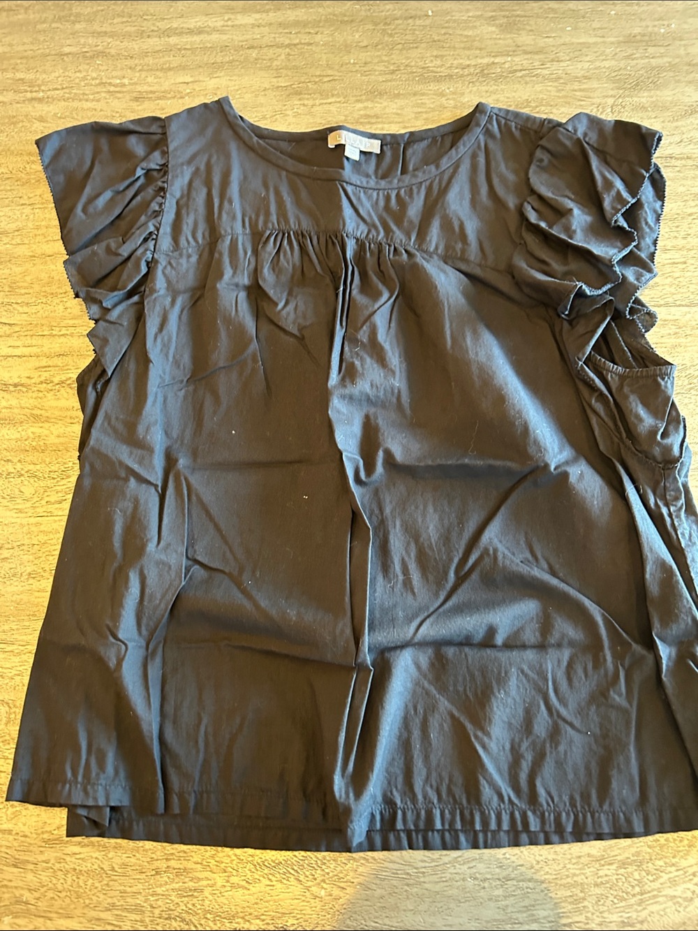 Lilla P Black Ruffle Sleeve Top